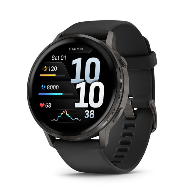 Garmin Venu 4 45mm - Fitness-Smartwatch, 1,4" AMOLED Touchdisplay, bis zu 12 Tage Akkulaufzeit, 80+ Sport-Apps, EKG, Health Status, Fitness Coach, Rollstuhlfunktionen, Telefonie, Taschenlampe Schwarz/ Schiefergrau 45mm