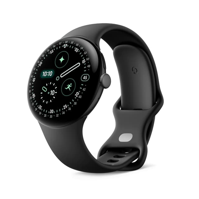 Google Pixel Watch 4 (45 mm) – Android-Smartwatch mit umfassendem Gesundheits- und Fitness-Tracking und Unterstützung von Gemini – Aluminiumgehäuse in Matte Black – Sportarmband in Obsidian – WLAN WiFi Matte Black / Obsidian 45 mm