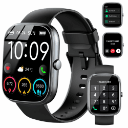 Smartwatch Herren Damen, 1,91" HD Smartwatch Damen mit Telefonfunktion, Smart Watch Fitnessuhr 113+ Sportmodi, IP68 Wasserdicht, Sportuhr mit Herzfrequenz Schlafmonitor Schrittzähler, für Android iOS Superior Schwarz