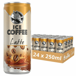 HELL Ice Coffee Latte | 24 x 250 ml Dosen Multipack | 40 mg/100 ml Koffein | enthält echte Arabica & Robusta Kaffeebohnenextrakte | 75% UHT-Milch | Konservierungsstofffrei | Eiskaffee | trinkfertig