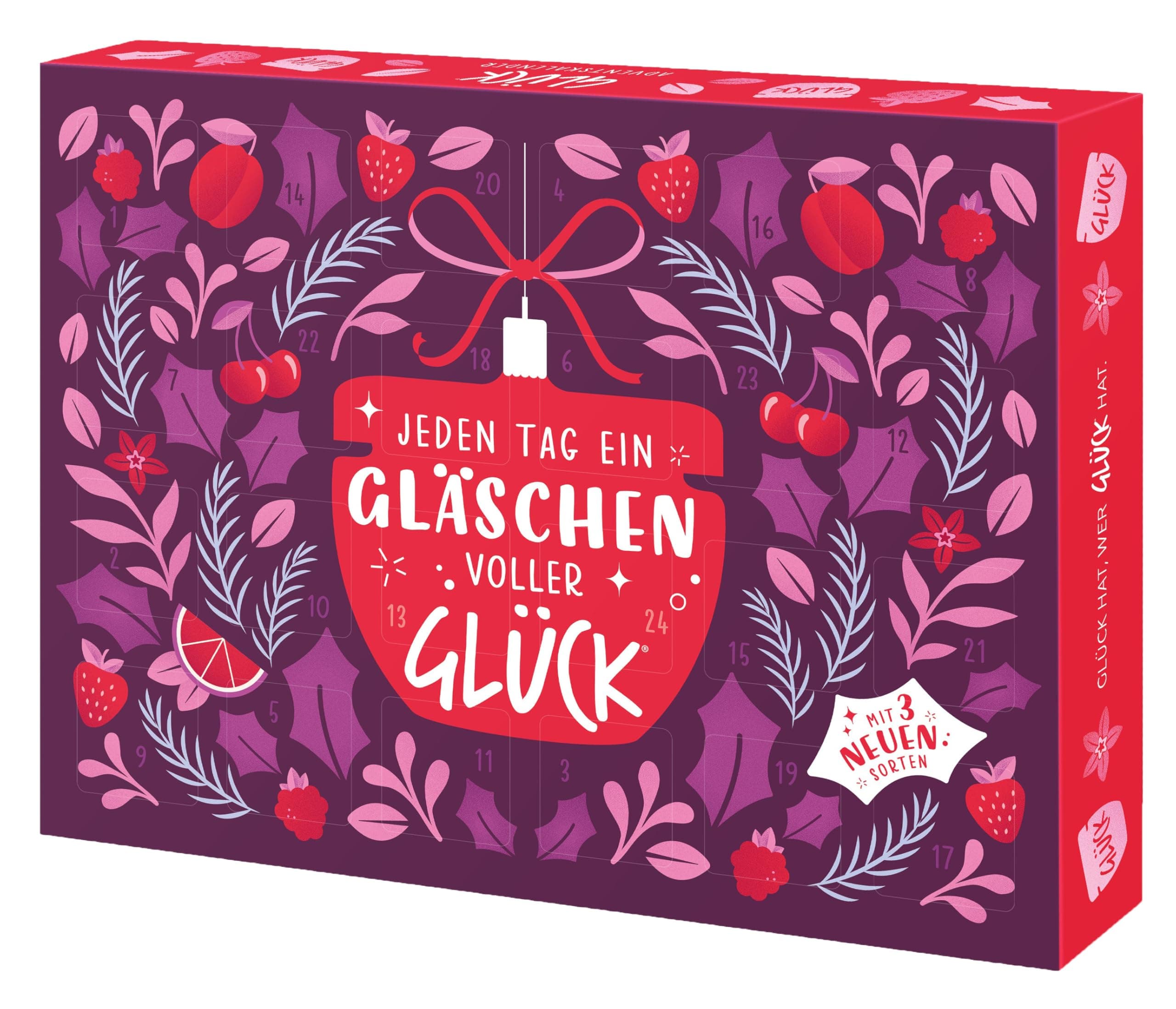 Glück Marmeladen Adventskalender – 24 Mini-Marmeladen & Honig – Feinkost Geschenkkalender für Frühstück & Geschenkidee – Handgemachter Adventskalender Deutschland