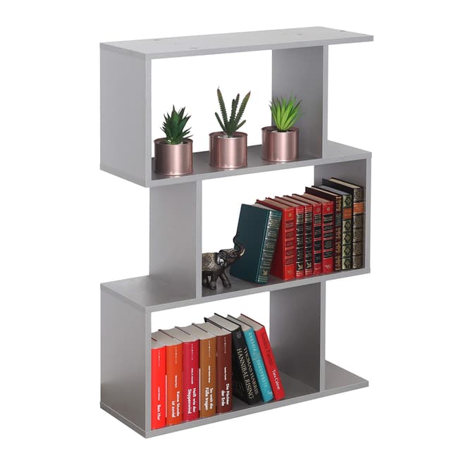 RICOO Standregal 3 Regalböden WM072-PL Raumteiler Regal schmal grau 97×70×25cm Bücherregal Holzregal Wand Würfelregal Büroregal klein Regale & Ablagen Bookshelf Wandregal Holz Grau Platin 97×70×25 cm