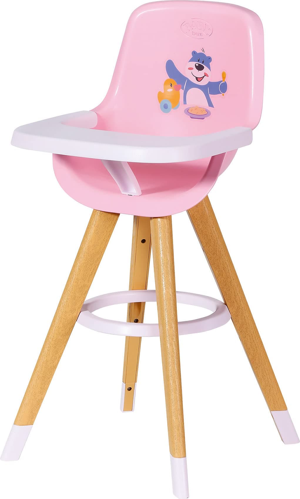 Zapf Creation 829271 BABY born Hochstuhl – moderner Puppenhochstuhl in Holzoptik in weiß und rosa Single Angebot bei HelloDeals