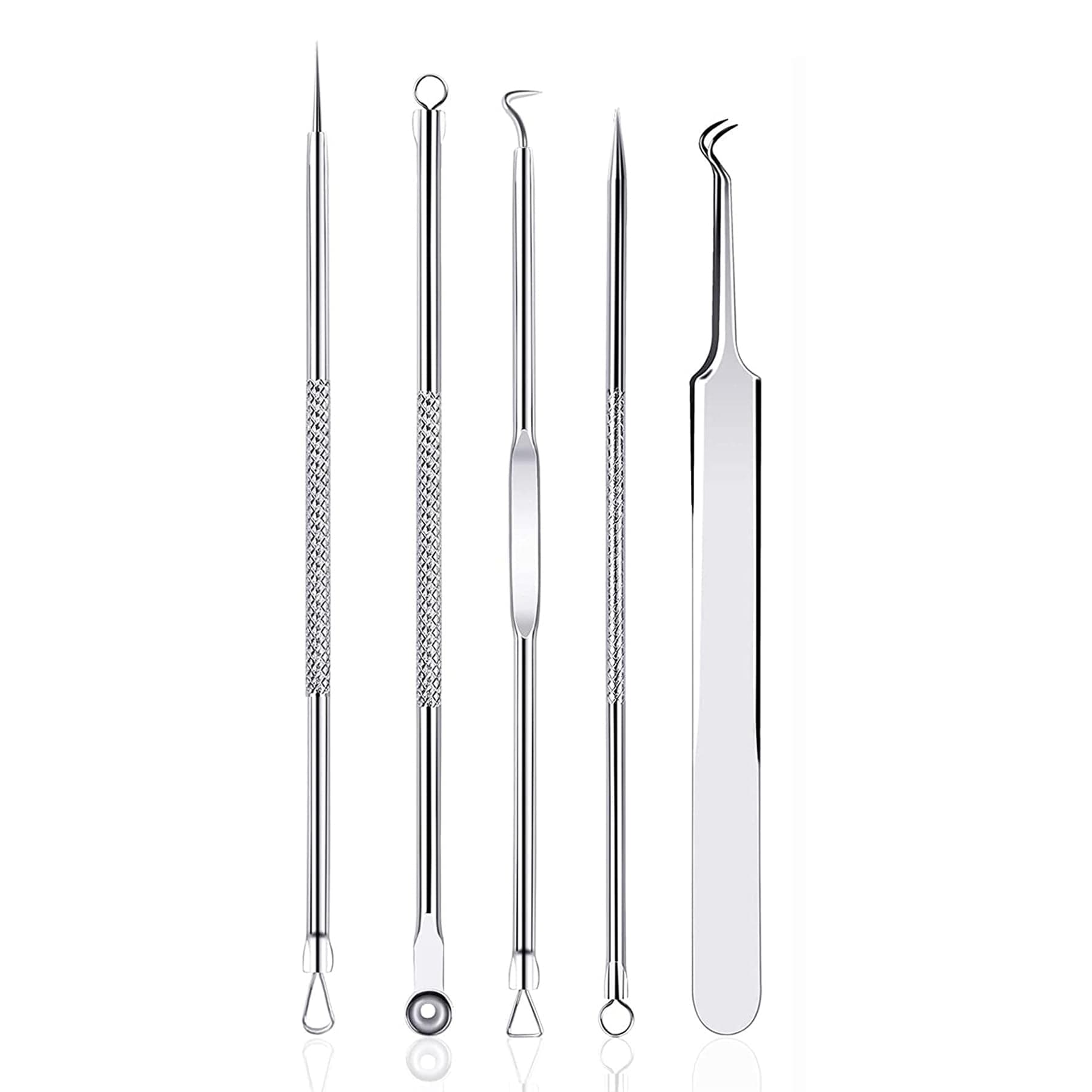Rnitle Mitesserentferner Komedonenquetscher Set, Akne Whiteheads,Blackhead Remover mit Box aus Edelstahl für alle Hauttypen