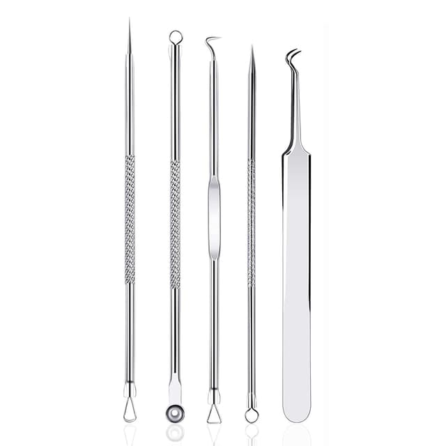 Rnitle Mitesserentferner Komedonenquetscher Set, Akne Whiteheads,Blackhead Remover mit Box aus Edelstahl für alle Hauttypen