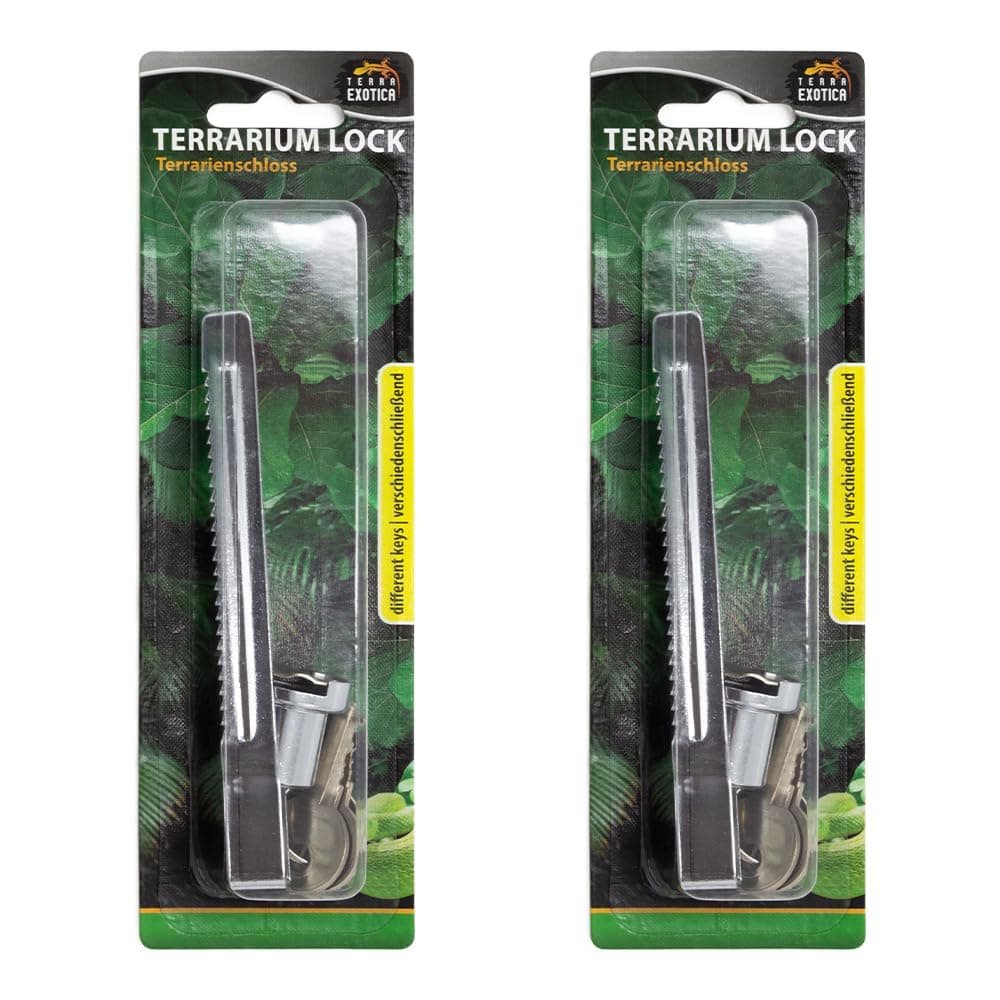 Terrarienschloss mit Schlüssel - Schloss für Terrarien als Glastürschloss/Vitrinenschloss - Schlösser für Ihr Terrarium zur Selbstanbringung (Verschiedenschliessend, 2 Stück) Verschiedenschliessend 2 Stück