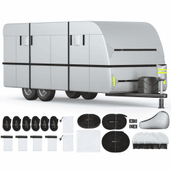 EROMMY Wohnwagen Schutzhülle 300D Wetter - 16-18Ft 550x267x274cm Wohnwagen Abdeckung -und reißfeste wohnmobilabdeckungen wasserdicht mit Abdeckung für Stützrad Und Aufbewahrungstasche Schutzhülle
