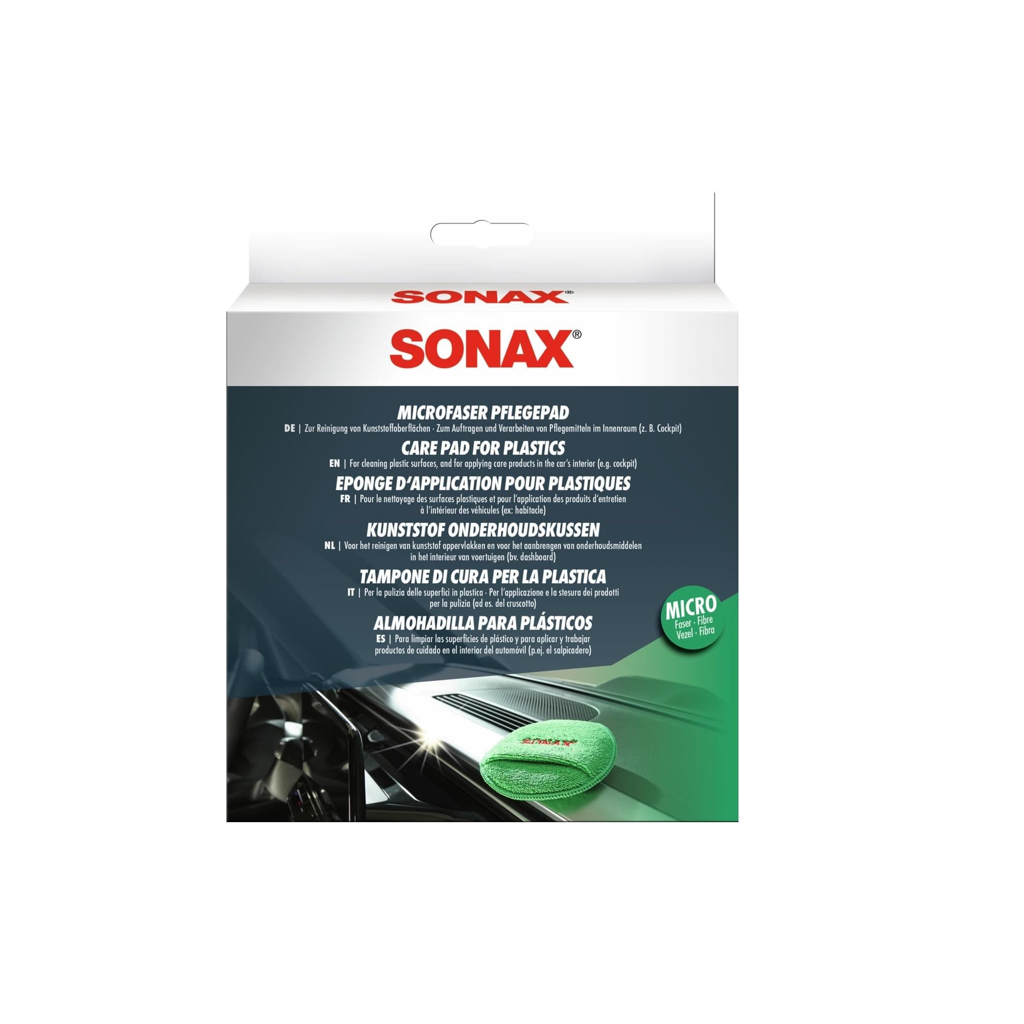 SONAX MicrofaserPflegePad (1 Stück) für gleichmäßiges Auftragen von Kunststoffpflegemitteln im Innenraum und EIN gründliches Ergebnis | Art-Nr. 04172000 One Pad Angebot bei HelloDeals