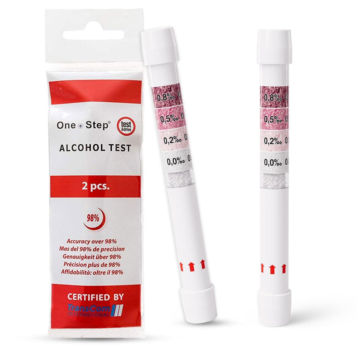 One+Step Alkoholtester 2 Stück I Für Deutschland und Europa zugelassen I 4 Messbereiche zur Kontrolle des Atemalkohols I Einweg Alkoholmessgerät I Alkoholtest I Sicherheit bei Verkehrskontrollen 2 Stück (1er Pack) Angebot bei HelloDeals