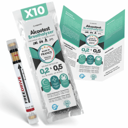 Alkoholtester Frankreich 10er Pack – NF Zertifizierter Einweg-Alkoholtester – Doppelschwelle 0,2 & 0,5