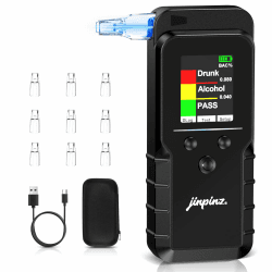 Alkoholtester Promilletester Mit Elektrochemischem Sensor: Hochpräziser Alkohol Tester Mit Zähler, Professioneller Digitaler Alkoholmessgerät USB-C Ladefunktion, Alkotester Für Privat Professionell