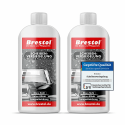 Brestol® Scheibenversiegelung 2X 250 ml - Regenabweiser Wasserabweiser Abperleffekt Abperl-Effekt Nano - Der unsichtbare Scheibenwischer, Rain-Repellent Glasversiegelung Lotuseffekt