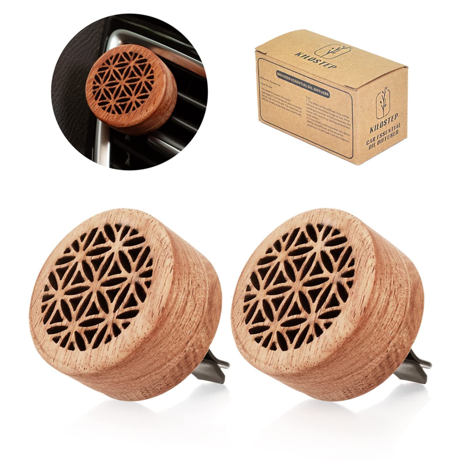 Auto Aromatherapie Ätherisches Öl Diffusor, 2 Stück Auto Duft Diffuser Vent Cilp, Holzdiffusor Mit Lüftungsclip Auto Lufterfrischer A-Typ Angebot bei HelloDeals