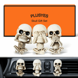 PLUSYES Totenkopf Auto Lufterfrischer Clips, Gothic Deko Innenraum, Horror Halloween Skelett Auto Accessoires, Lustiges Geschenk für Männer und Frauen White