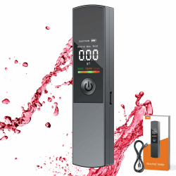 ENRIPRT Alkoholtester Polizeigenau, Professioneller Alkoholtester mit digitaler LCD-Anzeige, Tragbarer Promillemessgerät mit USB-Akku, Kein Blasrohr Erforderlich für den Einsatz auf Partys Black