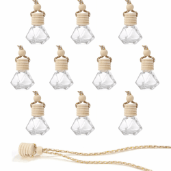 LSRVNM 10 Stücke 8ml Auto Parfüm Flasche Leer, Duft Diffusor für Auto, Glasflaschen Diffusor, Nachfüllbar, Wiederverwendbar, für Auto, Zuhause, Büro, Parfüm Decor (Diamant)