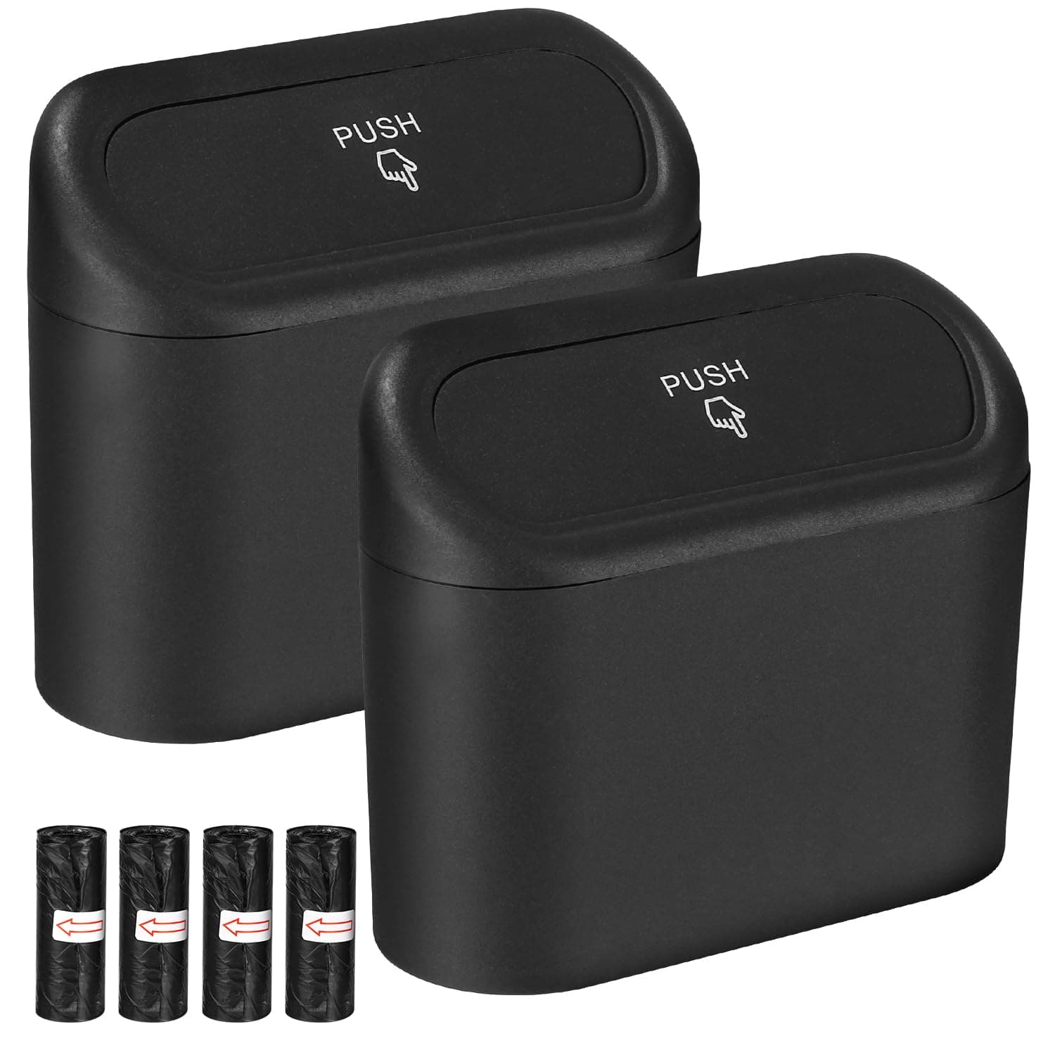 Zhufas 2 Stück Auto Mülleimer mit 80 Stück Auto Müllsäcke Auto Mülleimer Klein, Automülleinmer Mit Deckel, Hängende Aufbewahrungsbox, Auto Accessoires (Schwarz) Schwarz 2 Angebot bei HelloDeals