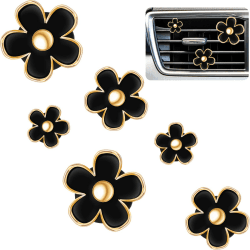Frienda Lüftungsschlitz-Clips, Gänseblümchen-Design, Klimaanlagen-Auslass-Clip, Auto-Lufterfrischer, Armaturenbrett-Zubehör, Charm-Auto-Innendekoration (2,5 cm, 3 cm, 3,3 cm, schwarz), 6 Stück 6 stück (1er Pack) Schwarz