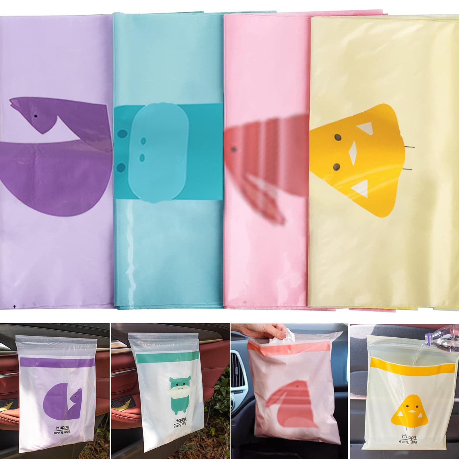 120 Pack Bin Bag Auto Müllsäcke, klebbar Verdickt kleine Müllsack, Gepastete Mülltüte klebrige nicht abfärbende, Flüssigkeiten geeignet für Car Beifahrer und Rücksitze Angebot bei HelloDeals