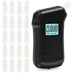 Bafiwu Alkoholtester Polizeigenau Alkoholmessgerät mit 20 Mundstücken Promillemessgerät Professioneller Atemalkoholtester mit Digitaler LCD-Anzeige und Halbleiter Sensorik