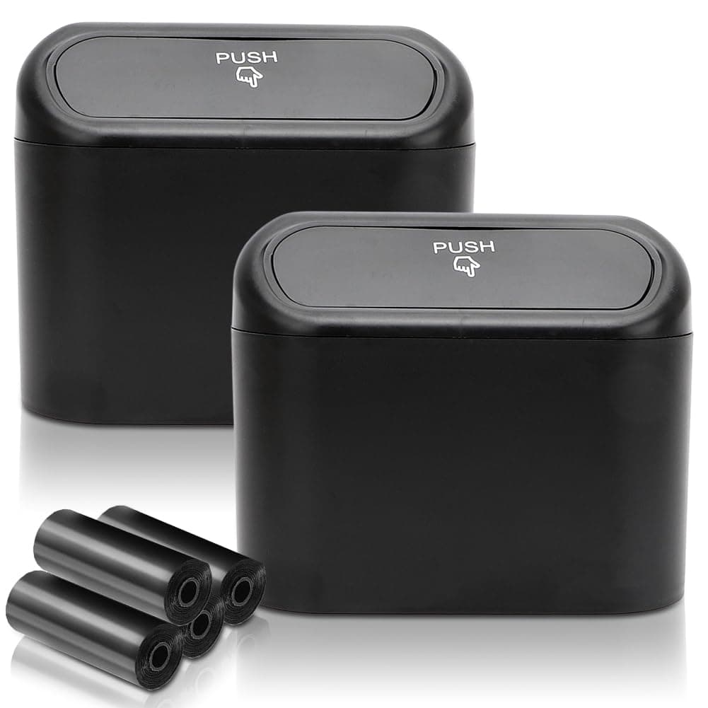 Fouvin Automülleinmer mit Deckel, Auto Mülleimer, Mülleimer mit 4 Rollen Müllsäcke für Auto, Mini Mülleimer Auto Mülleimer Innenraum Auto Accessoires, 2 Pcs Angebot bei HelloDeals