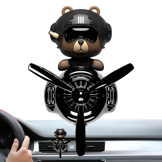 Cartoon Bär Pilot Autoduft, dekorativer Lufterfrischer für Auto-Innenraum, Auto Diffuser, personalisierte Vent Clips mit rotierendem Propeller, ideal für Reisen und Pendeln