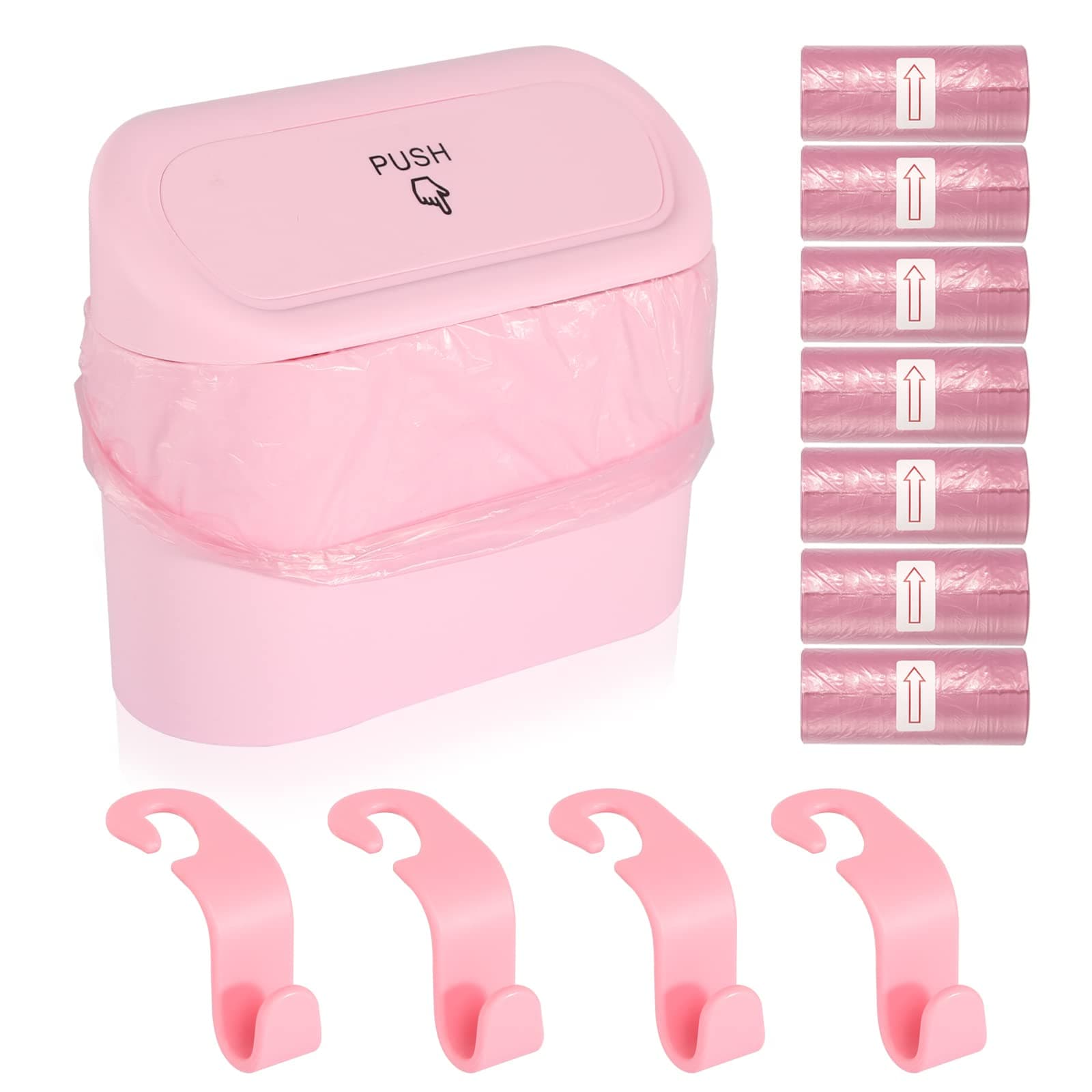 DUTIFUL Auto Mülleimer Klein Mini Auto Mülleimer mit Deckel Mülleimer Auto mit 105 Stück Auto Müllsäcke und 4 Stück Autositzhaken Automülleimer Mini Mülleimer für Auto Lagerung und Organisation Angebot bei HelloDeals