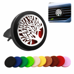 Auto Aromatherapie Ätherisches Öl Diffusor, Magnetische Kombination Auto Aroma Diffuser,Edelstahl Lufterfrischer Vent Clip Medaillon,Langlebig und Rostfrei mit 10 Ersatz Filz Pads