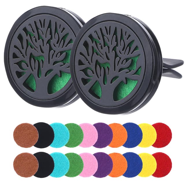 2 Stück Auto Aromatherapie,Auto Diffuser für ätherische öle,Auto Duft Auto,ätherisches öl Diffusor,Lufterfrischer Auto Lufterfrischer,Autoduft mit 20 Stücke Refill Pads für Auto Andere Indoor-Plätze 2 Schwarz
