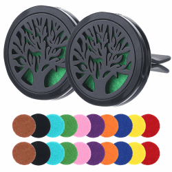 2 Stück Auto Aromatherapie,Auto Diffuser für ätherische öle,Auto Duft Auto,ätherisches öl Diffusor,Lufterfrischer Auto Lufterfrischer,Autoduft mit 20 Stücke Refill Pads für Auto Andere Indoor-Plätze 2 Schwarz