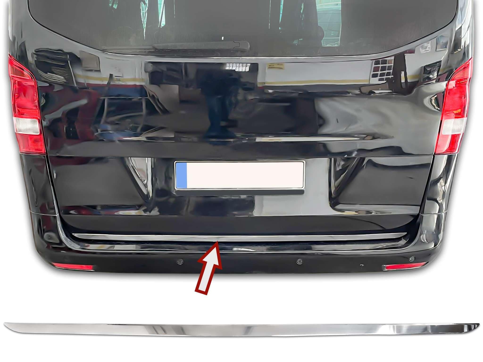 RECAMBO Edelstahl-Kofferraumleiste Chrom - Hochglanz-Zierblende für stilvolle Fahrzeugaufwertung - passend für Mercedes Vito | Typ W477 | ab BJ 2014