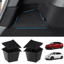 CARERSTEN Kofferraum Organizer für Tesla Model Y 2 Stücke Kofferraum Aufbewahrungsbox für Tesla Seitentaschen Heckkofferraum Organizer für Tesla Model Y Auto zubehör für 2022 2023 Schwarz Zubehör
