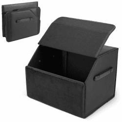 TranRantic Auto Kofferraum Organizer, 38x31x30cm Auto Tasche Kofferraum mit Deckel, Zusammenklappbarer Kofferraumtasche mit Magnetschnalle, Aufbewahrungsbox mit Griffen (Schwarz)