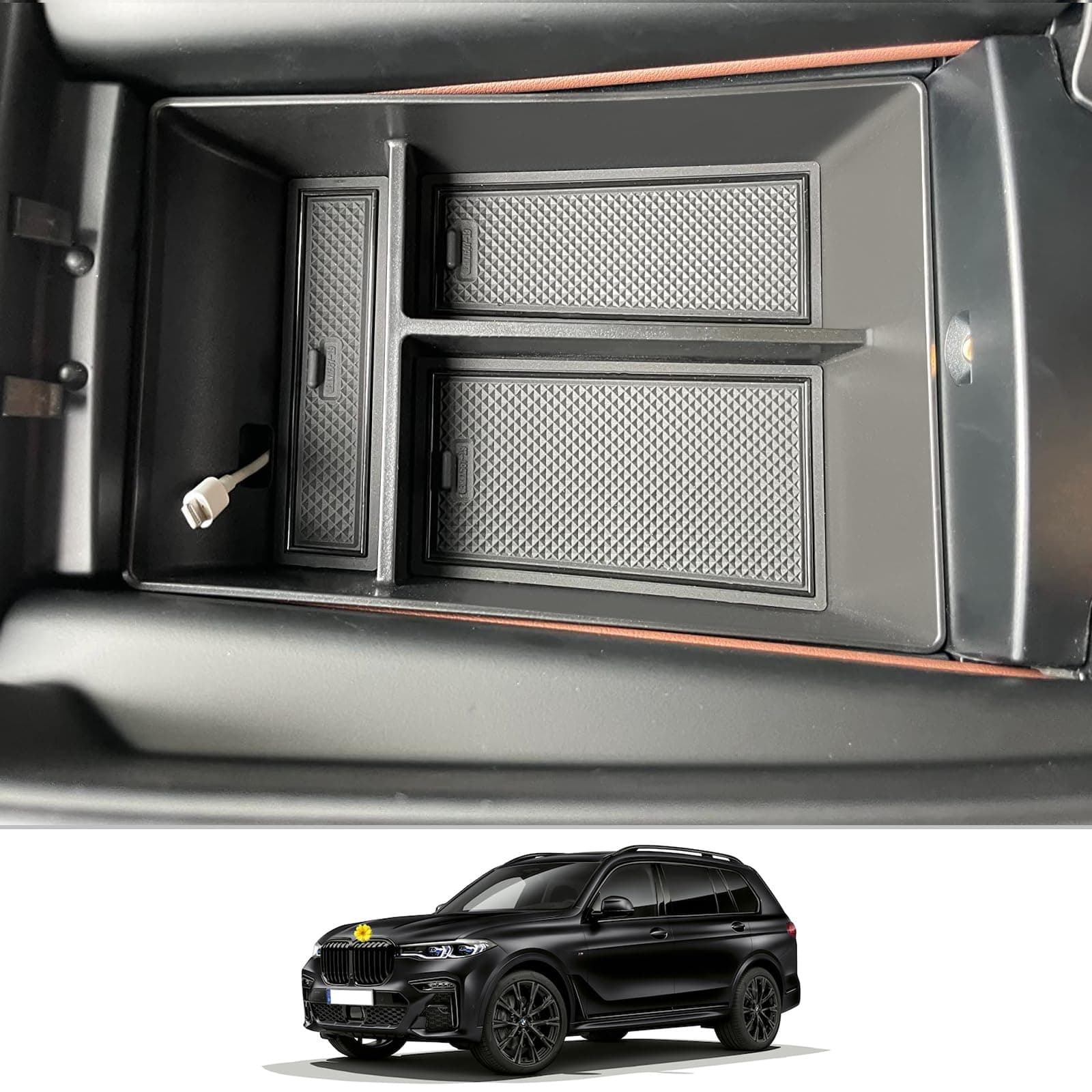 CDEFG Kompatibel mit BMW X5 G05 X6 G06 X7 G07 2019-2023 2024 2025, Mittelkonsole Armlehne Organizer Armlehnen Aufbewahrungsbox Handschuhfach Aufbewahrung Auto Center Console Tray Innenraum Zubehör 2019+ Armlehnen Angebot bei HelloDeals
