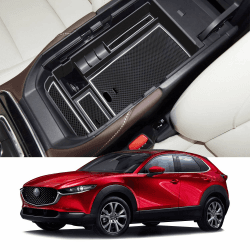 LFOTPP Kompatibel mit Mazda CX-30 Mittelkonsole Aufbewahrungsbox, CX-30 Armlehne Organizer Tray Mittelarmlehne Handschuhfach, CX-30 Zubehör Storage Box (Weiß)