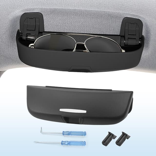 Coleya Auto Brillenetui Kompatibel mit Audi A3 A4 A5 A6 Q3 Q5 Q7, Sonnenbrillenhalter, Brillen Aufbewahrungsbox für A3 8V 8Y A4 B8 B9 A5 8T F5 A6 C7 C8 Q3 8U F3 Q5 8R FY Q7 (Schwarz) Schwarz Für Audi A3 A4 A5 A6 Q3 Q5 Q7
