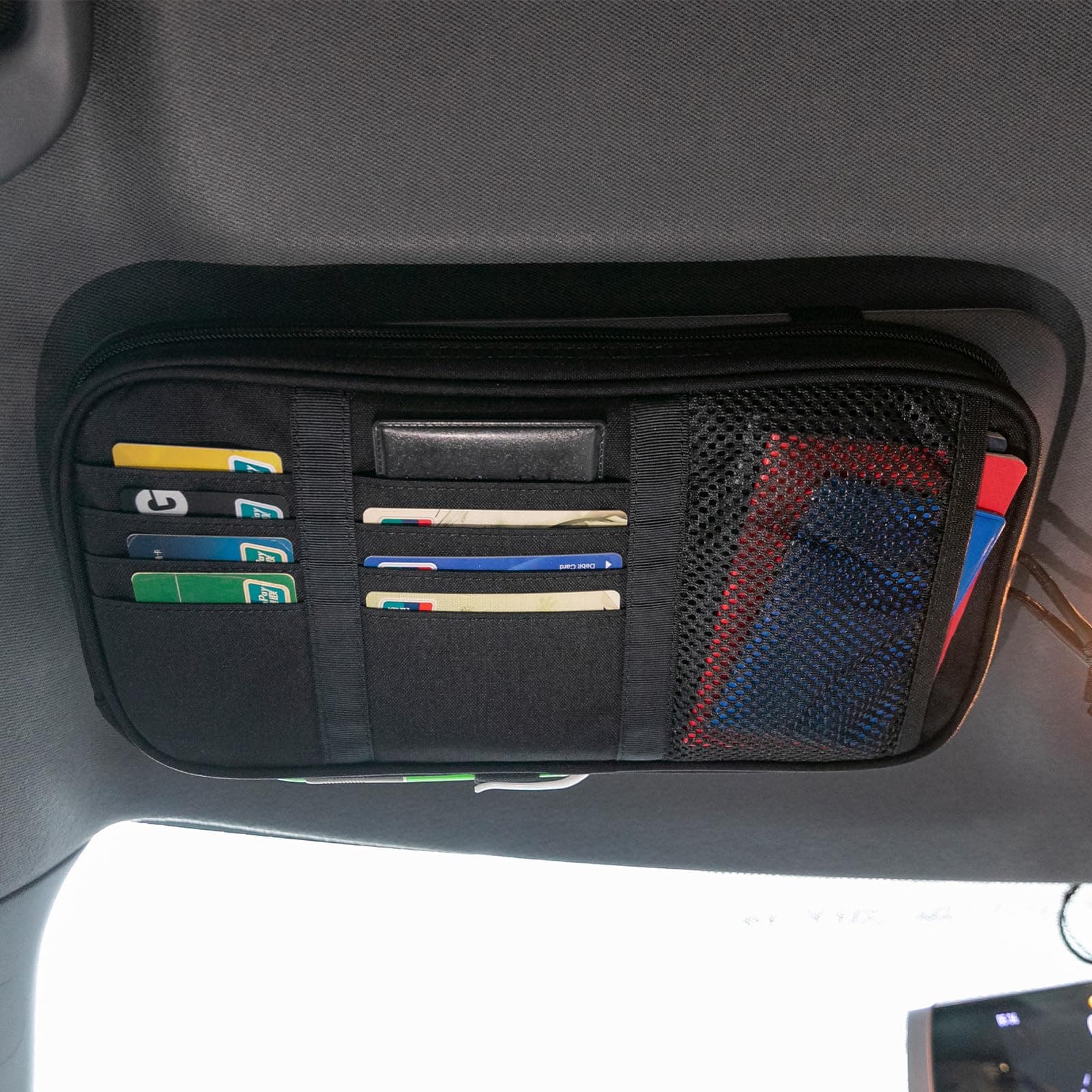 EXCELLENT ELITE SPANKER Taktische Sonnenblende Organizer,Auto-Multifunktions Nylon Aufbewahrungsbeutel Auto Sonnenblende Organizer mit Multi-Pocket(BLK) Schwarz Angebot bei HelloDeals