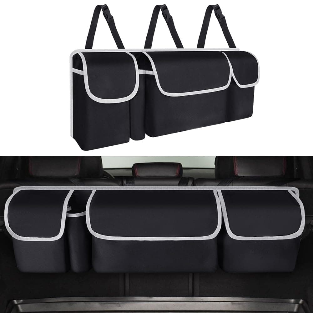 URAQT Faltbarer Auto Aufbewahrungstasche mit 4 Taschen Wasserdicht Rücksitz Kofferraumtasche 3 Verstellbare Schultergurte Kofferraumtasche für den Kofferraum Angebot bei HelloDeals