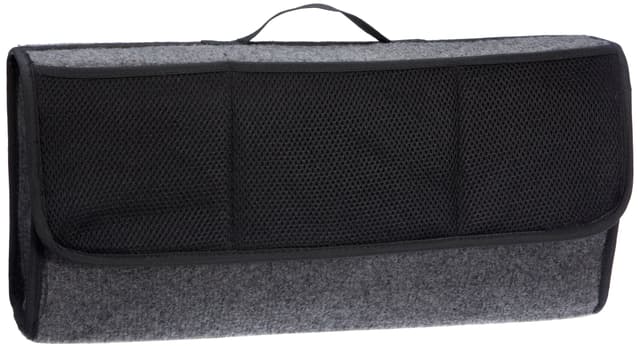 UNITEC 73615 Kofferraum-Organizer, Kofferaumtasche mit Klettverschluss Befestigung, robuster grauer Nadelfilz, schwarz, Nein