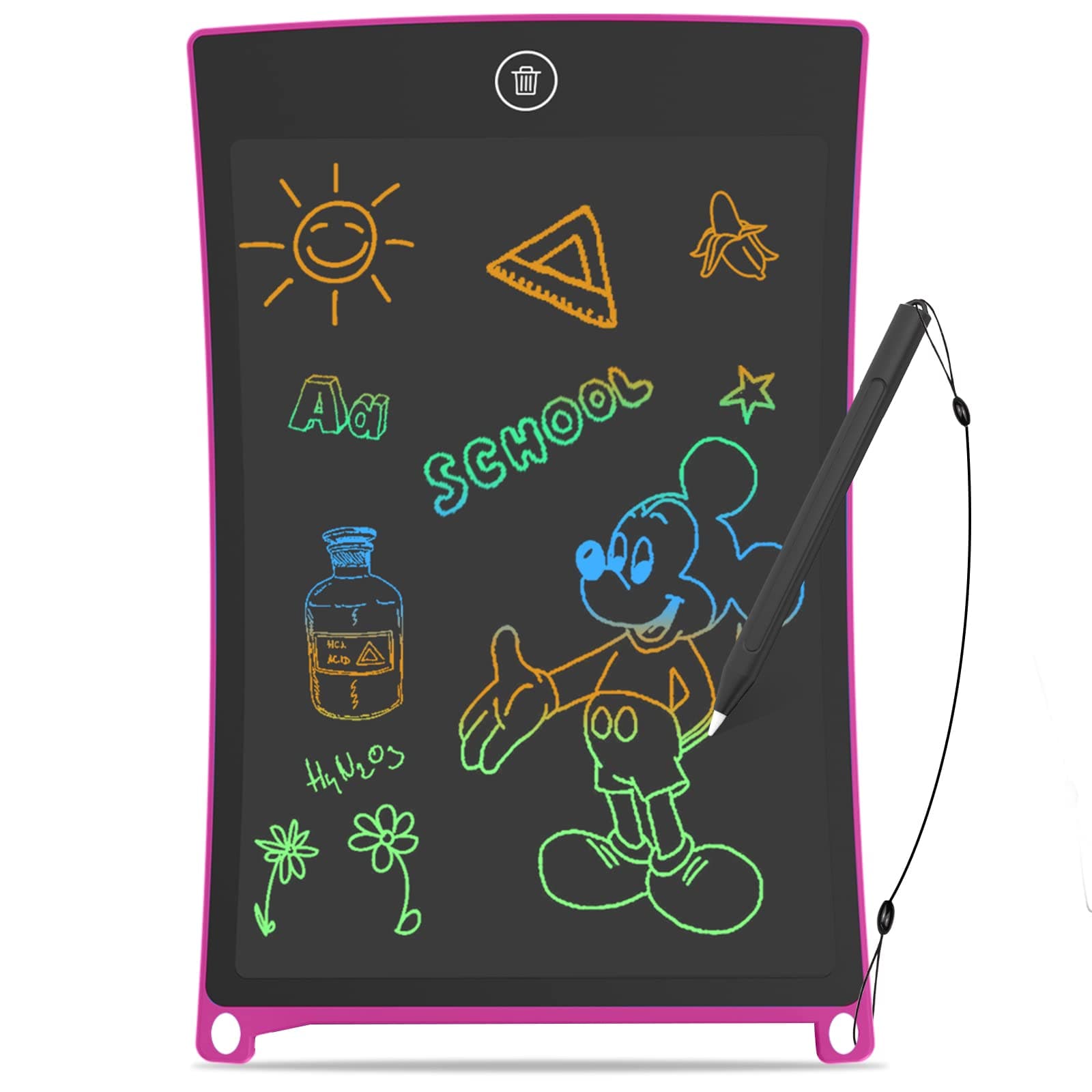 GUYUCOM LCD Schreibtafel 8,5 Zoll LCD Zaubertafel, Kinderspielzeug Schreibtablet mit hellerem Bildschirm, löschbarer und Anti-Clearance-Funktion,Geschenke Spielzeug für 2 3 4 5 Jahre alt Jungen Rosa 15B x 0.5H cm