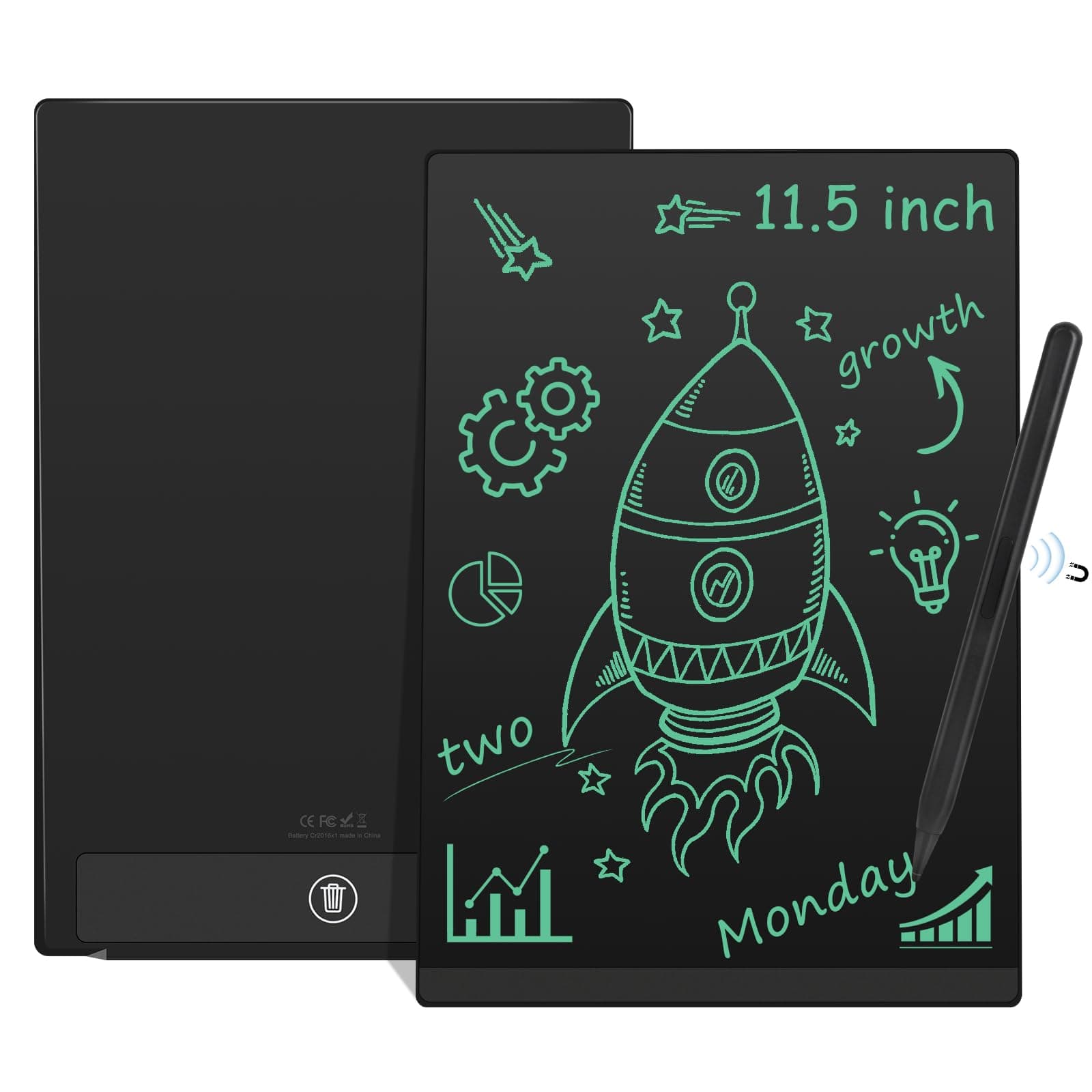 LCD Schreibtafel, Czemo 11.5 Zoll Vollbild LCD-Schreibtafeln für Erwachsene und Kinder mit Magnetisch, LCD Schreibbrett Digitales Zeichenbrett für Kühlschrank, Zeichnung, Memos (Dicke Schrift)