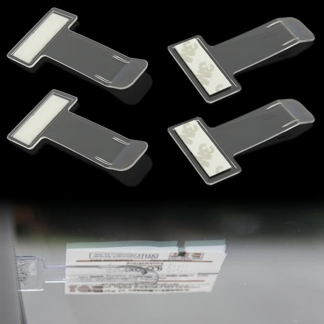 vcsjw 4 Stuck Parkscheinhalter Clip,Transparent Auto Parkausweis Halterung Windschutzscheibe Ticket Halter,Selbstklebend Tickets Clips für Parktickethalter Auto Parkschein