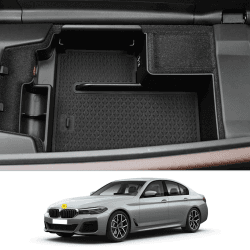 CDEFG Mittelkonsole Organizer Kompatibel mit BMW 5er G30 G31 G38 Facelift 2020+ Armlehnen Aufbewahrungsbox Armlehne Handschuhfach Aufbewahrung Auto Center Console Tray Innenraum Zubehör (Schwarz) 5er G30 G31 G38 Schwarz