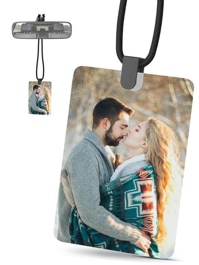 Personalisierter Autoanhänger mit Foto – Anpassbarer Rückspiegel-Anhänger für Partner oder Partnerin – Auto-Deko & Duft-Accessoire – Romantisches Geschenk für Autofahrer