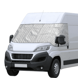 CICMOD Scheibenabdeckung für FIAT Ducato Transporter Frontscheiben Anti Frost Ice Staub Fensterfront Abdeckung Sonnenschutz für Wohnmobil Silber schwarz