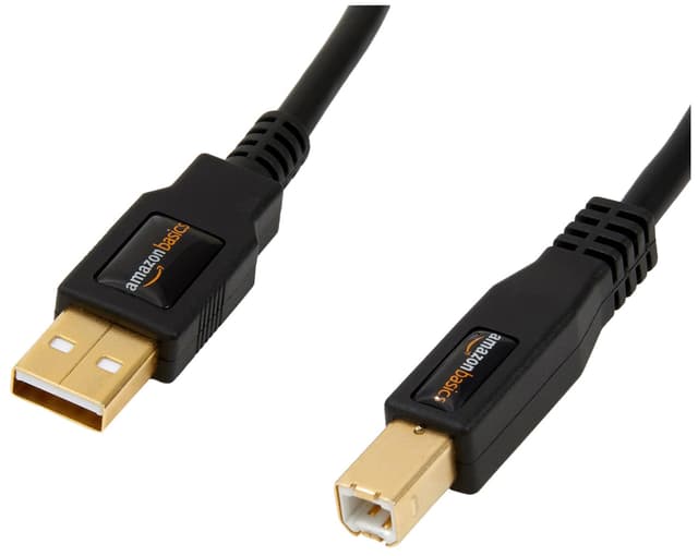Amazon Basics USB-2.0-Kabel kompatible mit Drucker, Typ A auf Typ B, mit vergoldeten Anschlüssen, 3 m, Schwarz 3 m Single