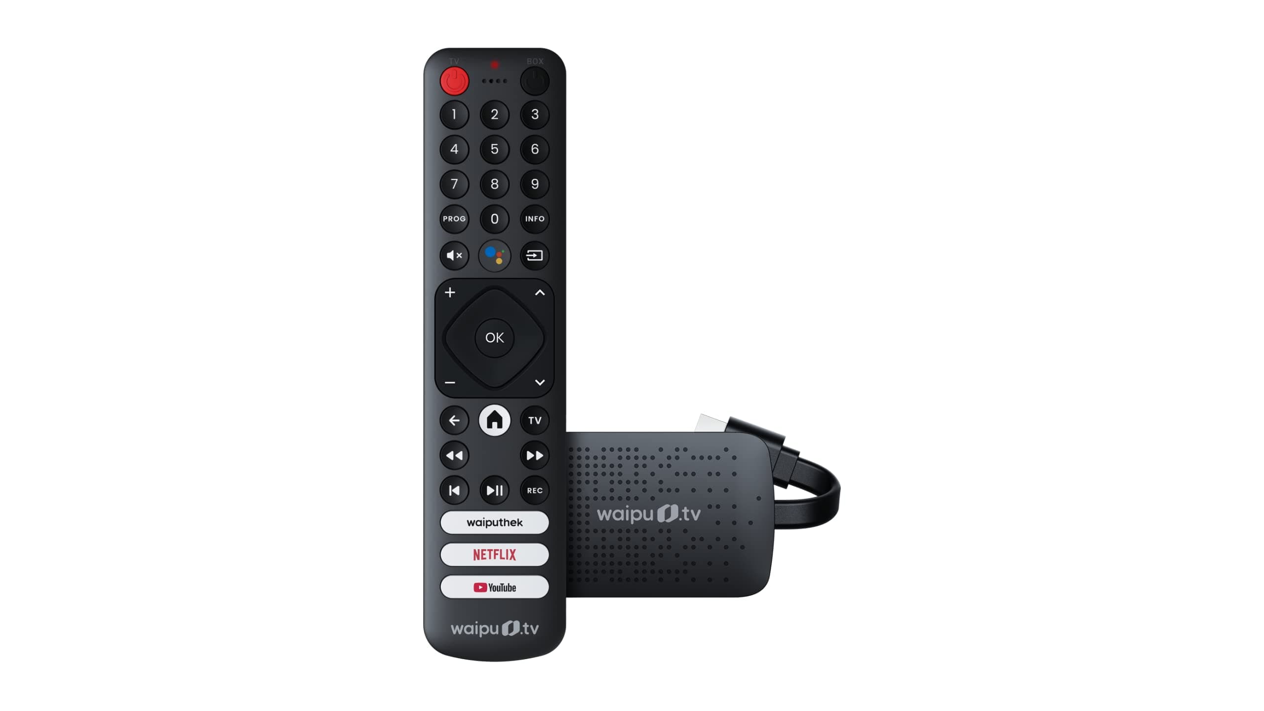 waipu.tv 4K Stick (1. Generation) | Inkl. Fernbedienung mit Schnellwahltasten | Fernsehen über WLAN | HDMI | 4K | HDR | Dolby Atmos | Voucher für 3 Monate 300 TV-Sender & 40.000 Filme & Serien Angebot bei HelloDeals