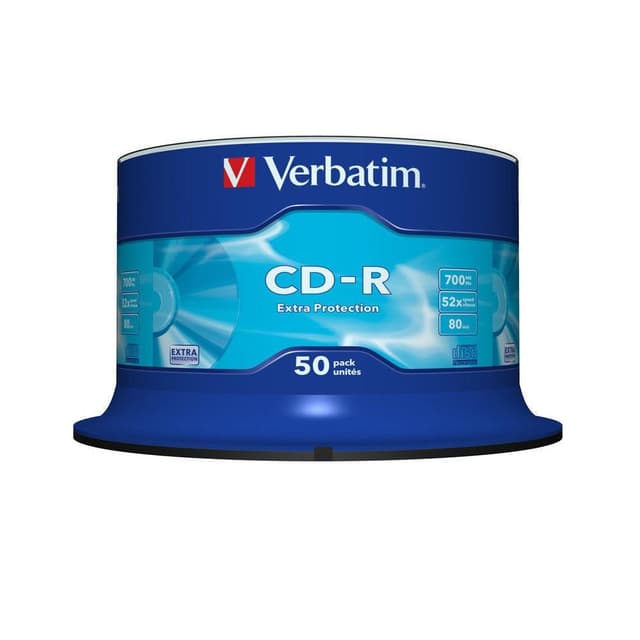 Verbatim CD-R Extra Protection, CD-Rohlinge mit 700 MB Datenspeicher, ideal für Foto- und Video-Aufnahmen, kompatibel mit jedem konventionellen CD-Laufwerk, 50er Pack Spindel Spindle 50 Stück