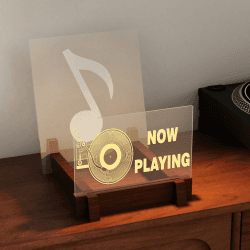 CoolGift Mart Now Playing Aufleuchten Vinyl-Schallplatten-Aufbewahrung, mit warmweißen Lichtern - Ideal zum Sammeln, Ausstellen und Dekorieren - Bestes Geschenk für Vinyl-Liebhaber