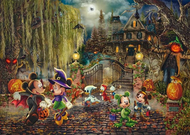 Schmidt Spiele 58033 Thomas Kinkade, Disney, Mickey & Minnie Halloween Fun, 1000 Teile Puzzle normale Größe